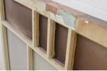 アンティーク建具　ペイント仕上げ限定　大正ロマン　どこか懐かしい雰囲気を醸し出すペイントガラス窓1枚(FIX、フィックス、嵌め殺し)(R-069411)