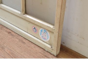 アンティーク建具　ペイント仕上げ限定　大正ロマン　どこか懐かしい雰囲気を醸し出すペイントガラス窓1枚(FIX、フィックス、嵌め殺し)(R-069411)