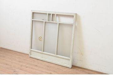 アンティーク建具　ペイント仕上げ限定　大正ロマン　どこか懐かしい雰囲気を醸し出すペイントガラス窓1枚(FIX、フィックス、嵌め殺し)(R-069412)