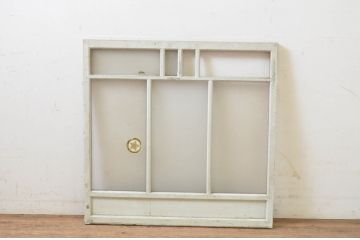 アンティーク建具　ペイント仕上げ限定　大正ロマン　どこか懐かしい雰囲気を醸し出すペイントガラス窓1枚(FIX、フィックス、嵌め殺し)(R-069412)