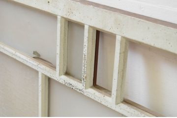 アンティーク建具　ペイント仕上げ限定　大正ロマン　どこか懐かしい雰囲気を醸し出すペイントガラス窓1枚(FIX、フィックス、嵌め殺し)(R-069412)