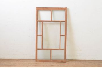 アンティーク建具　古い木味が魅力の大正ロマンな雰囲気溢れるガラス窓1枚(引き戸、ガラス戸)(R-069415)
