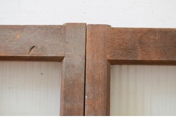 アンティーク建具　大正ロマン　どこか懐かしい雰囲気漂うモールガラス窓2枚セット(引き戸、ガラス戸)(R-069416)