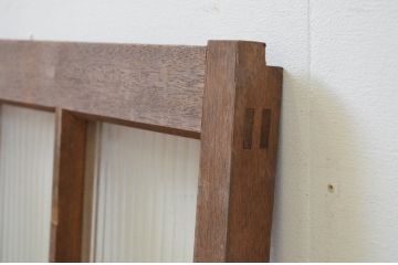 アンティーク建具　大正ロマン　どこか懐かしい雰囲気漂うモールガラス窓2枚セット(引き戸、ガラス戸)(R-069416)