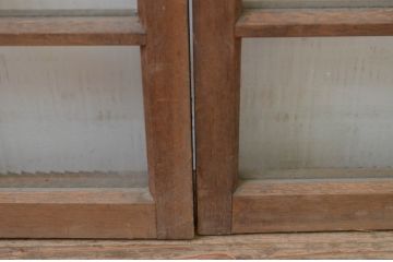 アンティーク建具　大正ロマン　どこか懐かしい雰囲気漂うモールガラス窓2枚セット(引き戸、ガラス戸)(R-069416)
