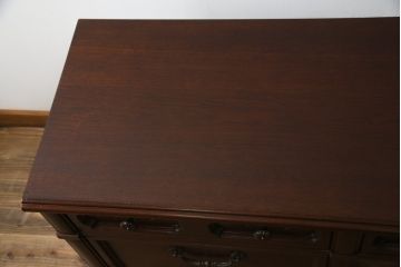 アメリカビンテージ　DREXEL HERITAGE(ドレクセルヘリテイジ)　マホガニー材　クラシックなデザインが素敵な横長デスク(コンソールテーブル、片袖机、ワークデスク、在宅ワーク用、在宅用、ヴィンテージ)(R-069419)