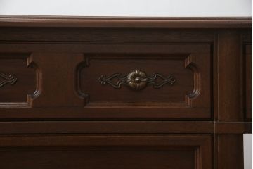 アメリカビンテージ　DREXEL HERITAGE(ドレクセルヘリテイジ)　マホガニー材　クラシックなデザインが素敵な横長デスク(コンソールテーブル、片袖机、ワークデスク、在宅ワーク用、在宅用、ヴィンテージ)(R-069419)