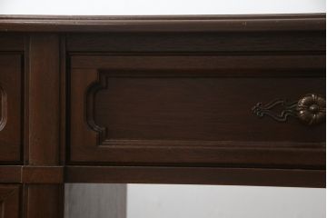 アメリカビンテージ　DREXEL HERITAGE(ドレクセルヘリテイジ)　マホガニー材　クラシックなデザインが素敵な横長デスク(コンソールテーブル、片袖机、ワークデスク、在宅ワーク用、在宅用、ヴィンテージ)(R-069419)