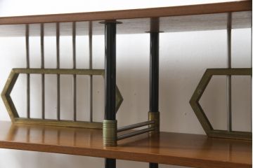 和製ビンテージ　希少デザイン　昭和レトロ　チーク材　ミッドセンチュリーな雰囲気漂うルームディバイダー(サイドボード、本棚、飾り棚、書棚、ラック、ヴィンテージ)(R-069422)