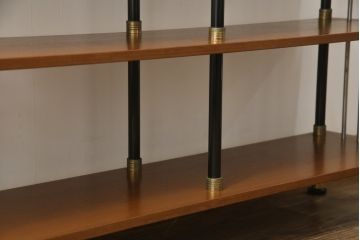 和製ビンテージ　希少デザイン　昭和レトロ　チーク材　ミッドセンチュリーな雰囲気漂うルームディバイダー(サイドボード、本棚、飾り棚、書棚、ラック、ヴィンテージ)(R-069422)