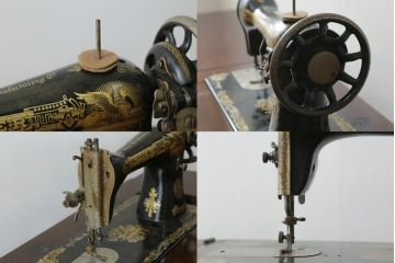 ジャンク品　イギリスアンティーク　SINGER(シンガー)社　置くだけで絵になる素敵な足踏みミシン(シンガーミシン、ミシンテーブル、ミシン台、工業用ミシン、サイドテーブル、ディスプレイ、英国)(R-069450)