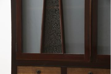 和製アンティーク　上手物!!　大正ロマンの雰囲気を高める漆塗りの大きな本箱(本棚、ブックケース、収納棚、書棚、戸棚、キャビネット、店舗什器)(R-069451)