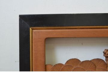 アンティーク建具　井波彫刻　迫力ある松と鶴の彫刻が素晴らしい両面彫刻欄間2枚セット(明り取り、明かり取り)(R-069466)