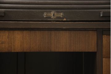 和製アンティーク　希少デザイン　レトロモダンな雰囲気漂うロールトップデスク(片袖机、ワークデスク、在宅用、在宅ワーク用)(R-069490)