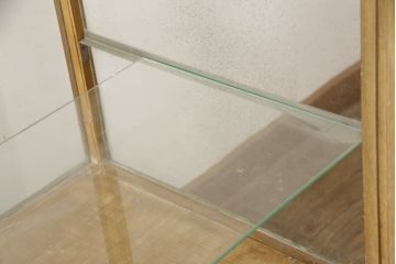 和製ビンテージ　ナラ(楢)材　温かみのある木味が魅力のシンプルなガラスケース(Gケース、カウンター、ショーケース、ディスプレイケース、コレクションケース、キャビネット、飾り棚、陳列棚、店舗什器、ヴィンテージ)(R-069492)