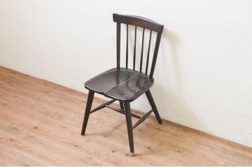 和製ビンテージ　松本民芸家具　#55型　レトロで温かみ漂うスピンドルチェア(木製イス、板座チェア、ダイニングチェア、椅子、ヴィンテージ)(R-069496)