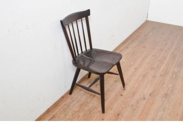和製ビンテージ　松本民芸家具　#55型　レトロで温かみ漂うスピンドルチェア(木製イス、板座チェア、ダイニングチェア、椅子、ヴィンテージ)(R-069496)
