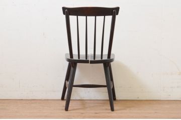 和製ビンテージ　松本民芸家具　#55型　レトロで温かみ漂うスピンドルチェア(木製イス、板座チェア、ダイニングチェア、椅子、ヴィンテージ)(R-069496)