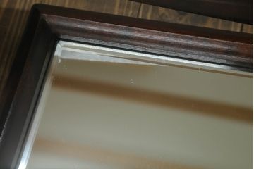 中古　松本民芸家具　透かし彫りが上品なB型姿見(鏡、ミラー)(定価約10万円)(R-069499)