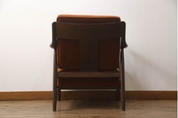 中古　美品　松本民芸家具　#300型曲肘布張イス　レトロな雰囲気を醸し出す1人掛けソファ(一人掛け、アームチェア、椅子)(定価約33万円)(R-069502)