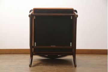 中古　美品　松本民芸家具　#300型曲肘布張イス　レトロな雰囲気を醸し出す1人掛けソファ(一人掛け、アームチェア、椅子)(定価約33万円)(R-069503)