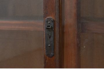 和製アンティーク　大正ロマン　レトロな佇まいが魅力的な二段重ね収納棚(キャビネット、戸棚、食器棚、飾り棚、ガラスケース、店舗什器、引き出し、本箱、ブックケース)(R-069506)