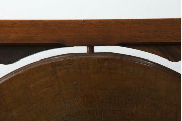和製アンティーク　黒柿材　丸太輪切りのユニークなデザインと重厚な佇まいが魅力の彫刻入り衝立て(パーテーション、仕切り、つい立て、衝い立て)(R-069515)