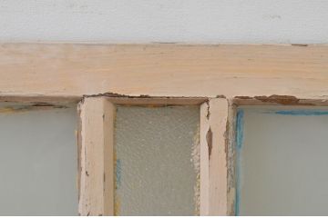 アンティーク建具　ペイント仕上げ限定　インテリアに取り入れやすいシンプルデザインのガラス欄間2枚セット(明り取り、明かり取り)(R-069516)