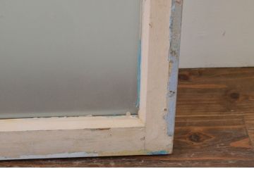 アンティーク建具　ペイント仕上げ限定　インテリアに取り入れやすいシンプルデザインのガラス欄間2枚セット(明り取り、明かり取り)(R-069516)
