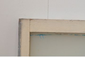 アンティーク建具　ペイント仕上げ限定　インテリアに取り入れやすいシンプルデザインのガラス欄間2枚セット(明り取り、明かり取り)(R-069516)