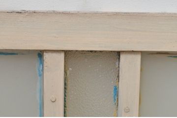 アンティーク建具　ペイント仕上げ限定　インテリアに取り入れやすいシンプルデザインのガラス欄間2枚セット(明り取り、明かり取り)(R-069516)