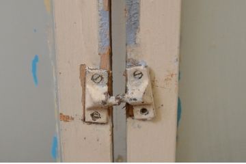 アンティーク建具　ペイント仕上げ限定　インテリアに取り入れやすいシンプルデザインのガラス欄間2枚セット(明り取り、明かり取り)(R-069516)