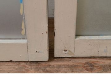 アンティーク建具　ペイント仕上げ限定　インテリアに取り入れやすいシンプルデザインのガラス欄間2枚セット(明り取り、明かり取り)(R-069516)