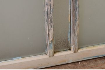 アンティーク建具　ペイント仕上げ限定　インテリアに取り入れやすいシンプルデザインのガラス欄間1枚(明り取り、明かり取り)(R-069517)