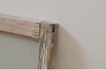 アンティーク建具　ペイント仕上げ限定　インテリアに取り入れやすいシンプルデザインのガラス欄間1枚(明り取り、明かり取り)(R-069517)
