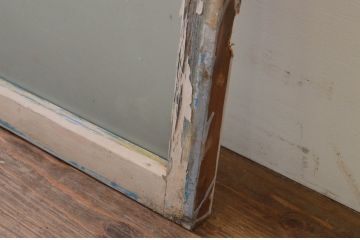 アンティーク建具　ペイント仕上げ限定　インテリアに取り入れやすいシンプルデザインのガラス欄間1枚(明り取り、明かり取り)(R-069517)