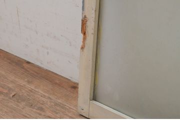 アンティーク建具　ペイント仕上げ限定　インテリアに取り入れやすいシンプルデザインのガラス欄間1枚(明り取り、明かり取り)(R-069517)