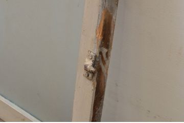 アンティーク建具　ペイント仕上げ限定　インテリアに取り入れやすいシンプルデザインのガラス欄間1枚(明り取り、明かり取り)(R-069517)