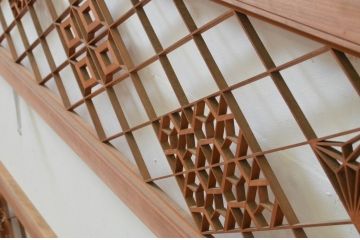 アンティーク建具　華やかな空間を演出する組子欄間2枚セット(明り取り、明かり取り)(R-069518)