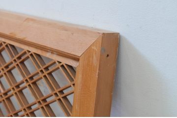 アンティーク建具　松竹梅　二重菱の組子入り彫刻欄間2枚セット(明かり取り、明り取り)(R-069519)