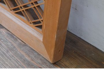 アンティーク建具　松竹梅　二重菱の組子入り彫刻欄間2枚セット(明かり取り、明り取り)(R-069519)