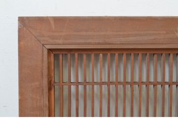 アンティーク建具　松　山里の風景が美しい組子入り彫刻欄間2枚セット(明かり取り、明り取り)(R-069520)