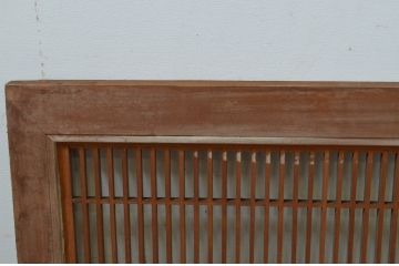 アンティーク建具　松　山里の風景が美しい組子入り彫刻欄間2枚セット(明かり取り、明り取り)(R-069520)