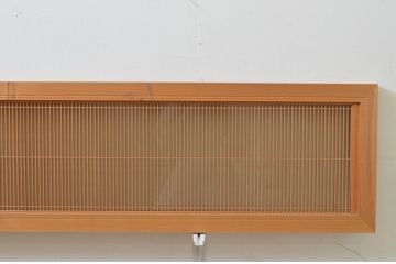 アンティーク建具　繊細な格子が目を惹く片面ガラスの筬(オサ)欄間2枚セット(明り取り、明かり取り、オサランマ)(R-069521)