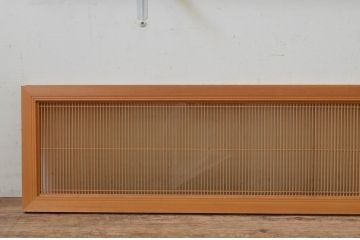 アンティーク建具　繊細な格子が目を惹く片面ガラスの筬(オサ)欄間2枚セット(明り取り、明かり取り、オサランマ)(R-069521)