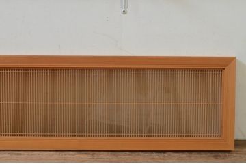 アンティーク建具　繊細な格子が目を惹く片面ガラスの筬(オサ)欄間2枚セット(明り取り、明かり取り、オサランマ)(R-069521)
