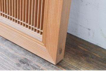 アンティーク建具　繊細な格子が目を惹く片面ガラスの筬(オサ)欄間2枚セット(明り取り、明かり取り、オサランマ)(R-069521)