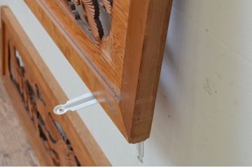 アンティーク建具　華やかな空間を演出する鶴と松の彫刻欄間2枚セット(明り取り、明かり取り、ランマ)(R-069523)