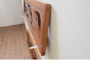 アンティーク建具　華やかな空間を演出する鶴と松の彫刻欄間2枚セット(明り取り、明かり取り、ランマ)(R-069523)