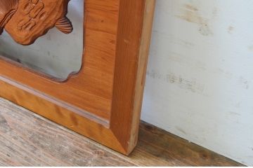 アンティーク建具　華やかな空間を演出する鶴と松の彫刻欄間2枚セット(明り取り、明かり取り、ランマ)(R-069523)